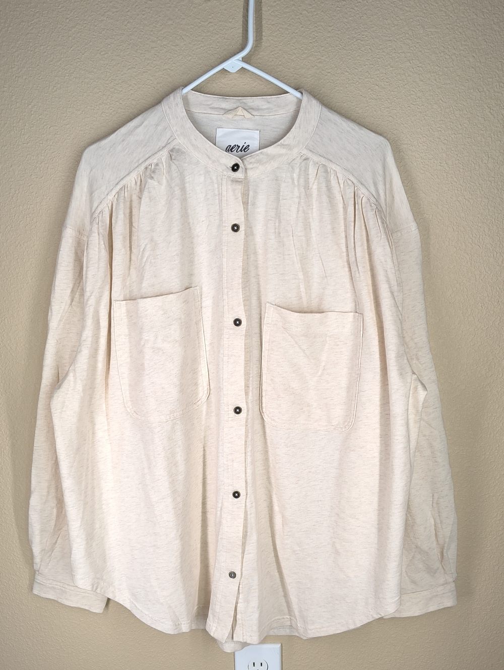 aerie Cream-Bone Button Front Shirt Jacket New With Tag Large